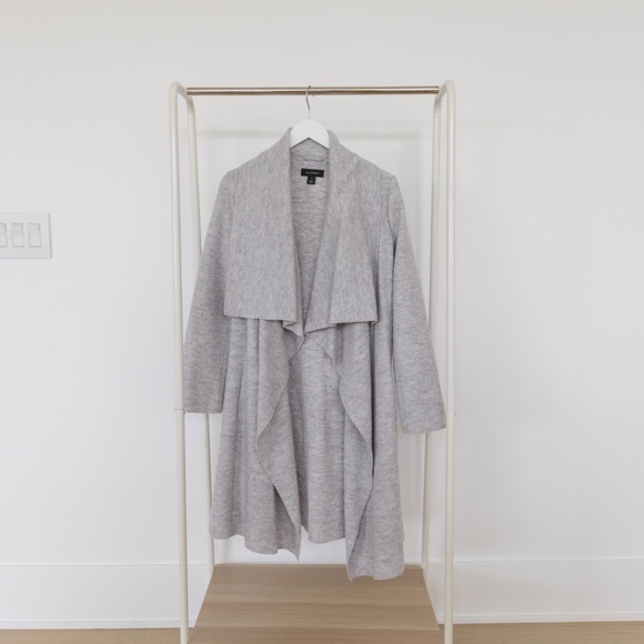Halogen Gray Boiled Wool Blend Drape Front Coat - XS - Picture 1 of 4